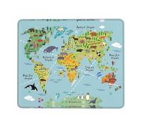 YBGHDAA World Map. Thick Mouse Pad Desk Mat, Precise Stitch Lock Edge Non-Slip Design For Pc Console Work Study