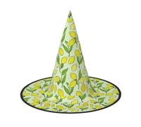 YBGHDAA Yellow Fresh Lemons Printing 2 Pack Halloween Hat Witch Hats For Parties Foldable Lightweight Role Playing Caps For Cosplay