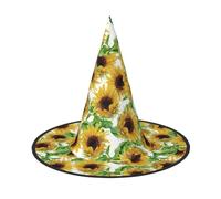 YBGHDAA Yellow Sunflowers Printing 2 Pack Halloween Hat Witch Hats For Parties Foldable Lightweight Role Playing Caps For Cosplay
