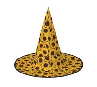 YBGHDAA Yellow Sunflowers Printing 2 Pack Halloween Hat Witch Hats For Parties Foldable Lightweight Role Playing Caps For Cosplay
