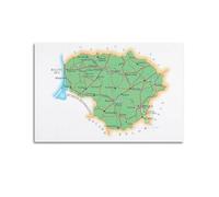 YBHF Map of Lithuanian Poster Wall Art Print Retro Aesthetic Room Decor Office Decorations 24x36inch(60x90cm) Unframe-style