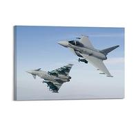 YBHF Military Fighter Poster Eurofighter Typhoon Poster Wall Art Print Retro Aesthetic Room Decor Office Decorations 12x18inch(30x45cm) Frame-style