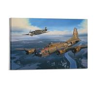 YBHF Military Fighter Poster for B-17 Flying Fortress Poster Wall Art Print Retro Aesthetic Room Decor Office Decorations 08x12inch(20x30cm) Frame-style