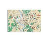 YBHF Rome Map Poster Wall Art Print Retro Aesthetic Room Decor Office Decorations 16x24inch(40x60cm) Unframe-style