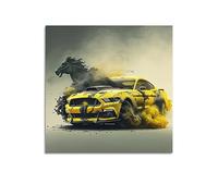 YBHF Sport Car Poster for Art Ford MUSTANG Poster Wall Art Print Retro Aesthetic Room Decor Office Decorations 16x16inch(40x40cm) Unframe-style