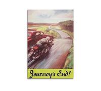 YBHF Vintage Motorcycle Posters Journey's End Poster Wall Art Print Retro Aesthetic Room Decor Painting Canvas Posters for Home And Office Decorations 08x12inch(20x30cm) Unframe-style