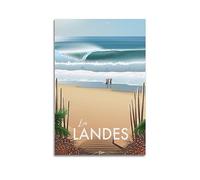 YBHF Vintage Travel Poster LANDES Au Bord Du Lac Poster Wall Art Print Retro Aesthetic Room Decor Office Decorations 08x12inch(20x30cm) Unframe-style