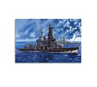 YBHF Warships Poster for Ijn Battleship Haruna 1944 Poster Wall Art Print Retro Aesthetic Room Decor Painting Canvas Posters for Home And Office Decorations 12x18inch(30x45cm) Unframe-style