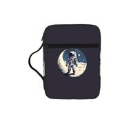 ybhgvc Astronaut On The Moon Print Bible Storage Bag Scripture Holder Travel Devotional Home Use Religious Organizer