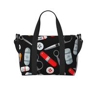 ybhgvc Cartoon Medicine Pattern Print Unisex Hand Travel Bag Lightweight Water-Resistant Weekend Vacation Shoulder Tote