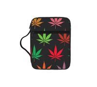 ybhgvc Colorful Cannabis Leaves Print Bible Storage Bag Scripture Holder Travel Devotional Home Use Religious Organizer