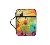 ybhgvc Colorful Music Notes Print Bible Storage Bag Scripture Holder Travel Devotional Home Use Religious Organizer
