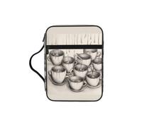 ybhgvc Hand Drawn Teapots and Cups Print Bible Storage Bag Scripture Holder Travel Devotional Home Use Religious Organizer