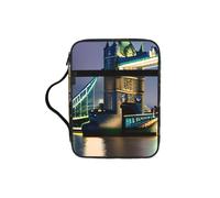ybhgvc Night London Tower Bridge Print Bible Storage Bag Scripture Holder Travel Devotional Home Use Religious Organizer