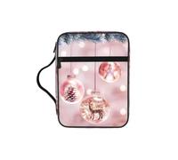 ybhgvc Pink Christmas Ball Print Bible Storage Bag Scripture Holder Travel Devotional Home Use Religious Organizer