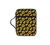 ybhgvc Sunflower Blooming Flowers Plants Black and Yellow Print Bible Storage Bag Scripture Holder Travel Devotional Home Use Religious Organizer
