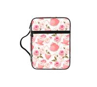ybhgvc Tea Cups with Roses Romantic Shabby Print Bible Storage Bag Scripture Holder Travel Devotional Home Use Religious Organizer
