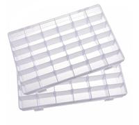 YBhuoo 2 Pack Clear 36 Grids Organiser Storage Box - Plastic Stackable Storage Box with Adjustable Dividers for Crafts, Beads, Jewelry, Art DIY, Fishing Tackle,Buttons, Screws, Pills, Bolts, Snacks