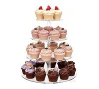 YBhuoo 4 Tier Cupcake Stand Clear Acrylic 30cm Round,