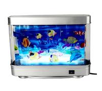 YBhuoo Aquarium LED Night Light - Realistic Fake Fish Tank with Rotating Ocean Scene, Auto-Rotation & Soft Glow, Kids Bedroom Nightlight, Cat Toy, Home Office Decoration Gift (Plug-in)