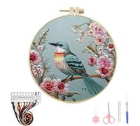 YBhuoo Embroidery Kits for Beginners Adults, Complete DIY Starter Kit, Pre-Printed Fabric, Bamboo Hoops, Threads, Needles, Tools & Instructions - Art Craft Gift for Women (Style B)