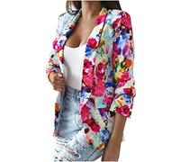 Ybing Blazer Women's Colourful 3D Print Business Coat Y2K Lapel Work Jacket Fit Suit Coat Lightweight Business Office Jacket Fashionable Blazer Jacket Teenager Girls Suit Jacket Comfortable Long