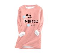Ybing Fleece Jumper Women's Yes, I'm Still Cold Me 24:7 Letter Print Pullover Thick Warm Plush Pullover Loose Winter Jumper Autumn Winter Sweater Large Sizes Jumper Basic Top Sweatshirt S-5XL, orange,