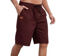 Ybing Men's Casual Summer Sports Shorts with Pockets Plain Elastic Waist Beach Shorts Loose Jogging Bottoms Drawstring Short Sports Trousers Cotton Summer Trousers Knee-Length Casual Trousers, #01