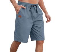 Ybing Men's Casual Summer Sports Shorts with Pockets Plain Elastic Waist Beach Shorts Loose Jogging Bottoms Drawstring Short Sports Trousers Cotton Summer Trousers Knee-Length Casual Trousers, #01