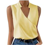 Ybing Tank Top Women's Plain V-Neck Tank Tops Fashionable Blouse Slim Sleeveless T-Shirt Lightweight Tops Comfortable Basic Top Summer Vest Thin Tank Tops Sports Shirt Streetwear, yellow, XXXL