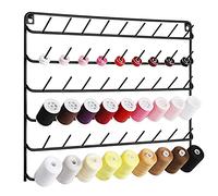 YBING Thread Holder Wall 54 Spools Thread Rack Embroidery Spool Thread Organizer Wall Mounted with Hanging Tools for Quilting Black Metal