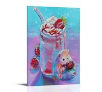 YBJDLO Cute Little Hamster Animal Art Poster Room Living Room Decor Modern Aesthetic Wall Art Gift For Friend Bed Frame-style 16x24inch(40x60cm)