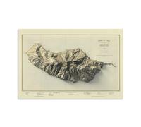 YBJDLO Portugal Madeira Map Vintage Relief Map Poster Room Living Room Decor Modern Aesthetic Wall Art Gift For Friend Bed Unframe-style 20x30inch(50x75cm)