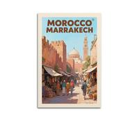 YBJDLO Vintage Travel Poster Morocco Marrakech Room Living Room Decor Modern Aesthetic Wall Art Gift For Friend Bed Unframe-style 08x12inch(20x30cm)
