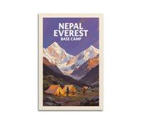 YBJDLO Vintage Travel Poster Nepal Everest Base Camp Room Living Room Decor Modern Aesthetic Wall Art Gift For Friend Bed Unframe-style 16x24inch(40x60cm)