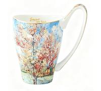 YBK Tech Bone China Coffee Mug, 16oz Large Tea Cup - Design Inspired by Van Gogh's Paintings (Peach Trees in Blossom)