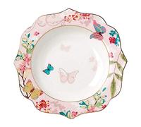 YBK Tech Bone China Dessert Plate/Salad Plate Ceramic Plate for Breakfast Afternoon Tea- Butterfly Pattern (Pink (10.5inches Flat Plate))