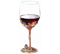 YBK Tech Handmade Enamel Craft Crystal Red Wine Glass in Gift Box, Iris Design (Gold and Red)