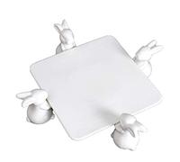 YBK Tech Strength Porcelain Novelty Bunny Rabbit Cake Display Stand Cupcake Stand (Square Plate (12-inch))