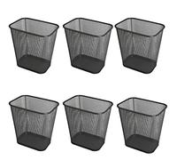 YBM HOME Mesh Wastebasket Trash Can for Home and Office Workspace, Metal Office Trash Can Rectangular-Shaped, 3.5 Gallon (6 Pack), Black 1103s
