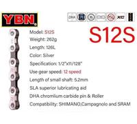 YBN Bicycle Chain 9S 10S 11S 12S Speed Compatible With Road MTB Crankset 8 9 10 11 12s Derailleur 116 Links Chain For Bike Drivetrain System(S12)