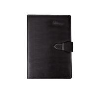 YBNKKUXKN Diary A5 Notebook Business 8.38 × 5.38 Inches Leather Thick Notepad Soft Copy Leather Buckle Journals for Work School Notebook(Nero)