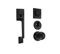 YBNKKUXKN Handleset with Key Interior RH Mid Century Modern Front Door Handleset in Black with Lever Trim Door Lock(Nero)