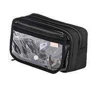 YBNKKUXKN Pen Pouch Pencil Pencil Pouch with Compartments Large Capacity Clear Multi-Layer Pencil Box Aesthetic Stationary for Teens Stationery Supplies(Nero)