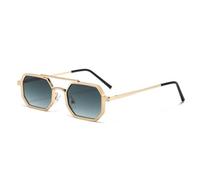YBNKKUXKN sun glasses Back-to-school Sun Glasses Narrow Metal Frame Polygon Rectangle Sunglasses Womens Mens Retro 80s 90s Skinny Sunnies fashion accessories(Gold)