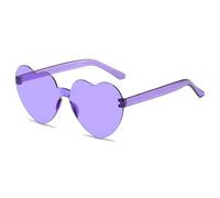 YBNKKUXKN sun glasses Heart-shaped Sunglasses Jelly-colored Frameless One-piece Sunglasses Dazzling Color Glasses Suitable for Parties and Banquets fashion accessories(Lila)
