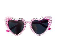 YBNKKUXKN sun glasses Heart Shaped Sunglasses with Letters and Pearl Decoration Bridal Sunglasses Suitable for Wedding Party and Celebration fashion accessories(Rose Red+Gray)