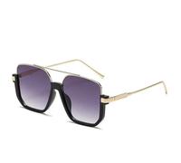 YBNKKUXKN sun glasses Oversized Square Sunglasses Semi-frameless Sun glasses Personality UV Protection Sunglasses Gifts fashion accessories(Black Gold+Cheek Gray)