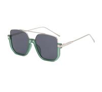 YBNKKUXKN sun glasses Oversized Square Sunglasses Semi-frameless Sun glasses Personality UV Protection Sunglasses Gifts fashion accessories(Green Silver+Gray)