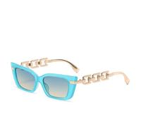 YBNKKUXKN sun glasses Retro Rectangle Sunglasses For Women Chic Cat Eye 90s Sunnies Metal Chain Frame Trendy UV Protection Sun Glasses fashion accessories(Blu)